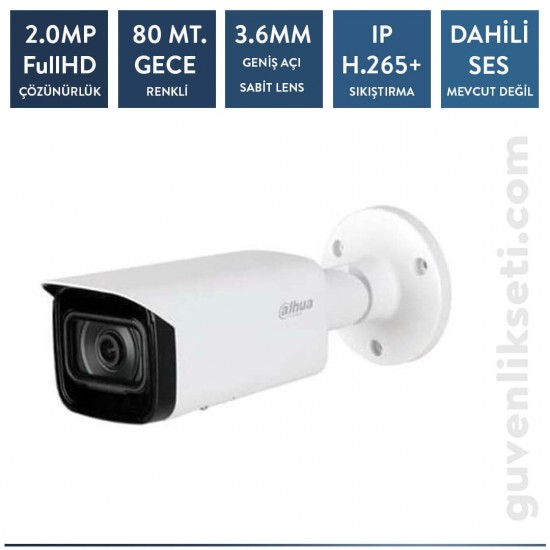 Dahua IPC-HFW5241T-ASE-0360B 2 MP H.265+ AI IR Bullet Starlight Kamera(80m IR)
